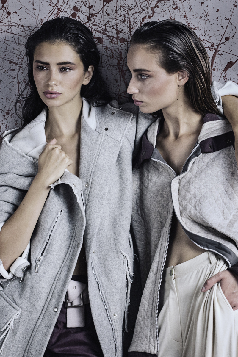 Model on the left ( Carolina Best Models) : Coat by Pedro Pedro, Belt by Pedro Pedro, Trousers by Ricardo Andrez Model on the right ( Belisa Elite Lisbon): Coat by Ricardo Andrez, Trousers by Alexandra Moura