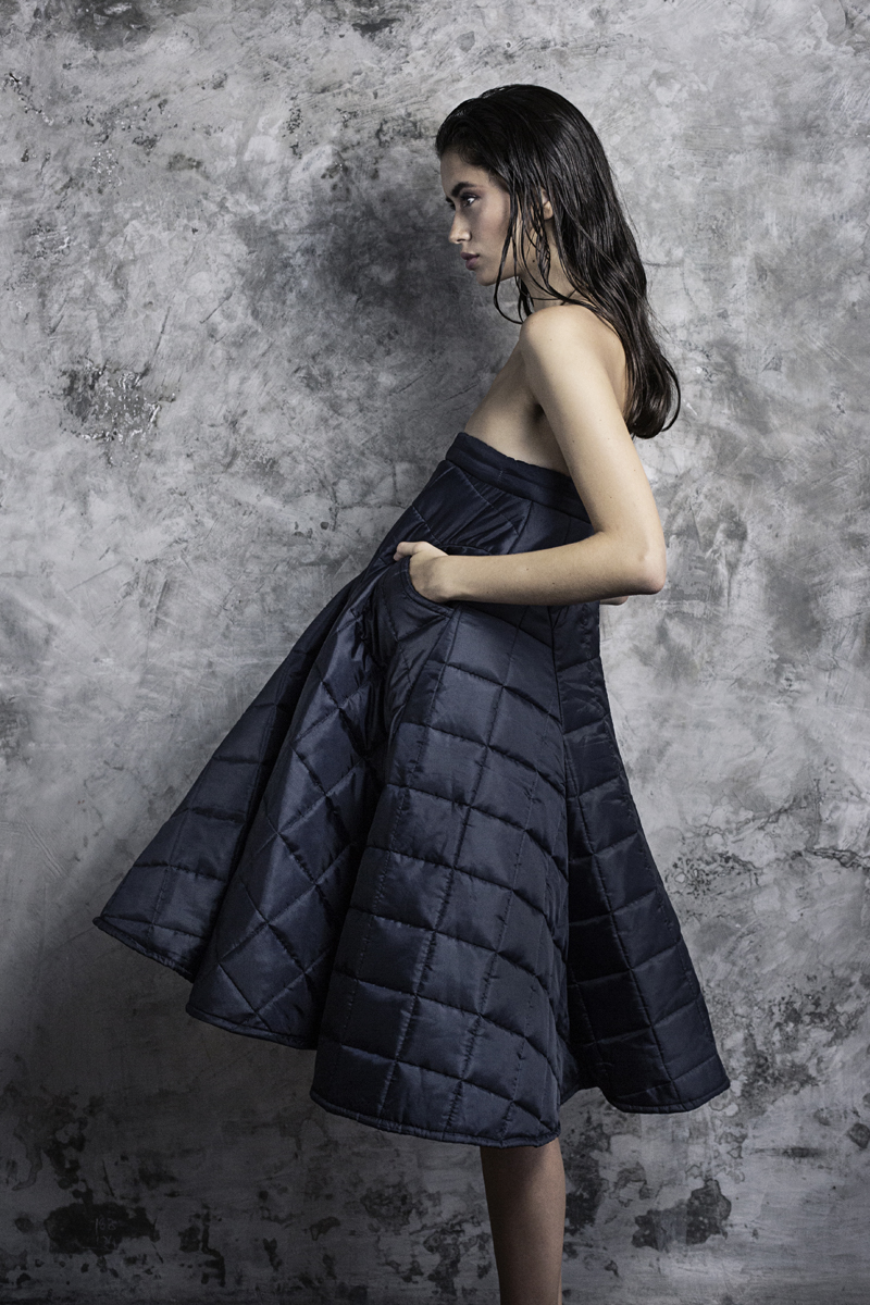 Skirt used as dress by Ricardo Andrez