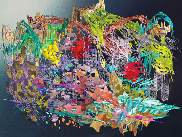 RyotaMatsumoto_the Light Breath of Wind at Dawn _Mixed Media_33inx45in