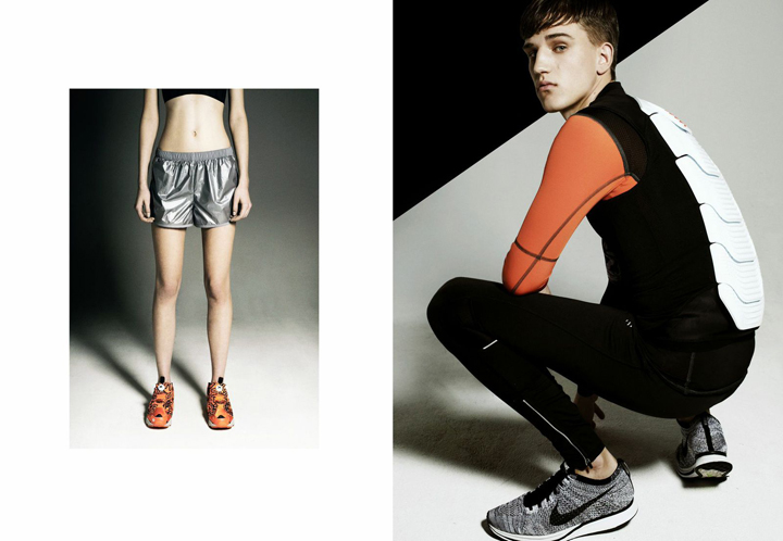 left: Shorts by ADIDAS, Sneaker by REEBOK // right: Compression Shirt by REEBOK, Back Protector by DAINESE, Leggings S.O., Sneaker NIKE