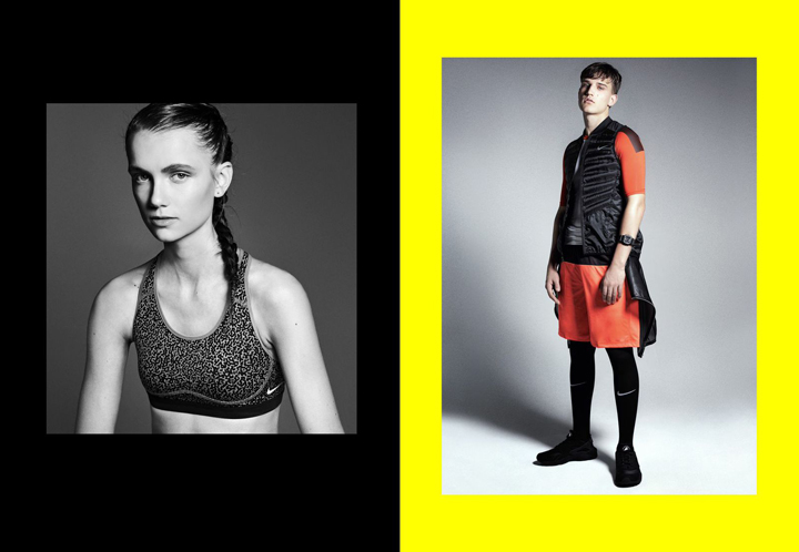 left: Bustier by NIKE // right: Vest + Socks + Sneaker by NIKE, Compression Shirt + Shorts + Jacket by ADIDAS, Watch by CASIO 