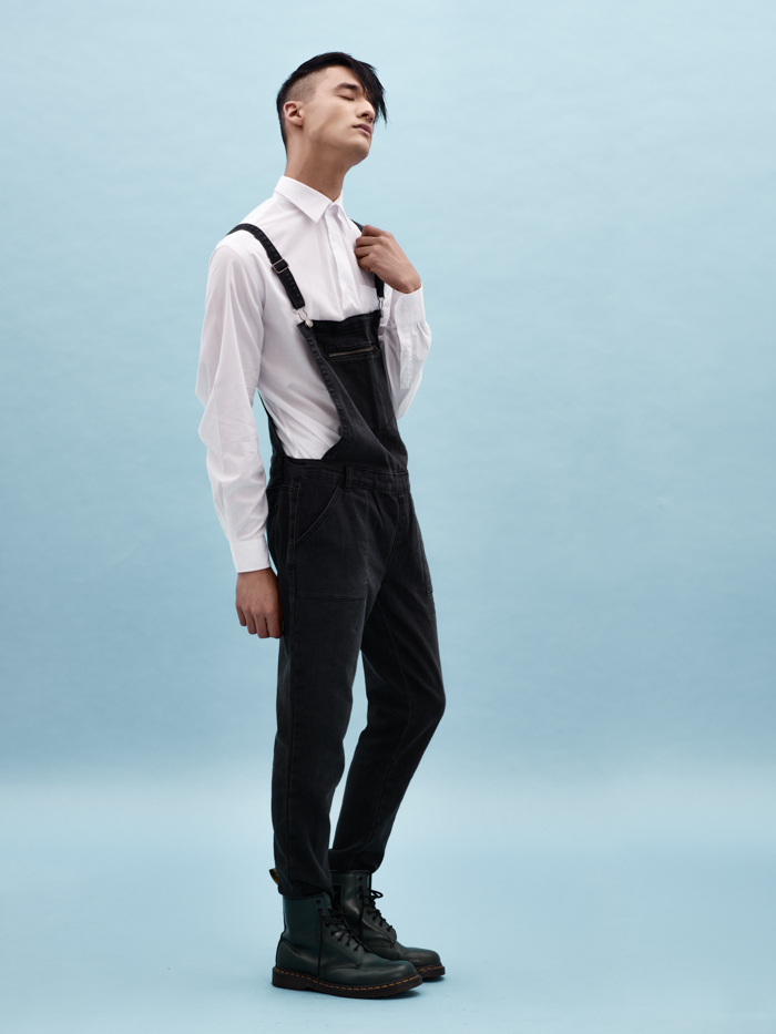 White Shirt ZARA, Dungarees MR PRICE, Shoes DR MARTENS