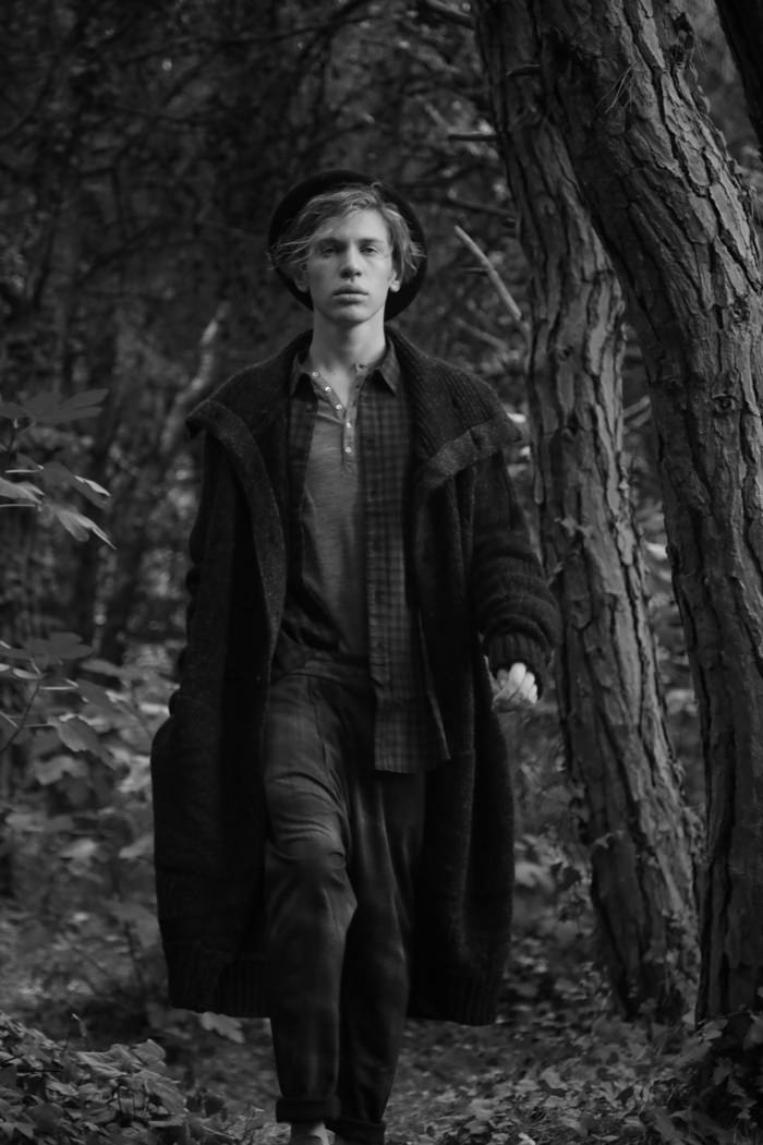 Long wool sweater - Checked shirt - TwoSeventeen Pants - stylist's own Hat - vintage