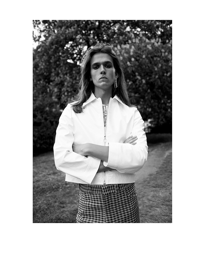 Jacket and tshirt Emily Sanders, vintage pants Beyond Retro. Necklace and earring stylist own