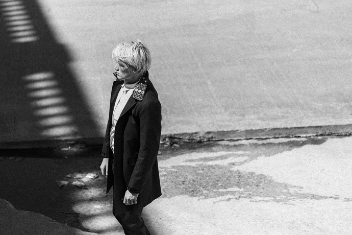 Burberry black embellished trench, Helmut Lang white shirt, Burberry jeans