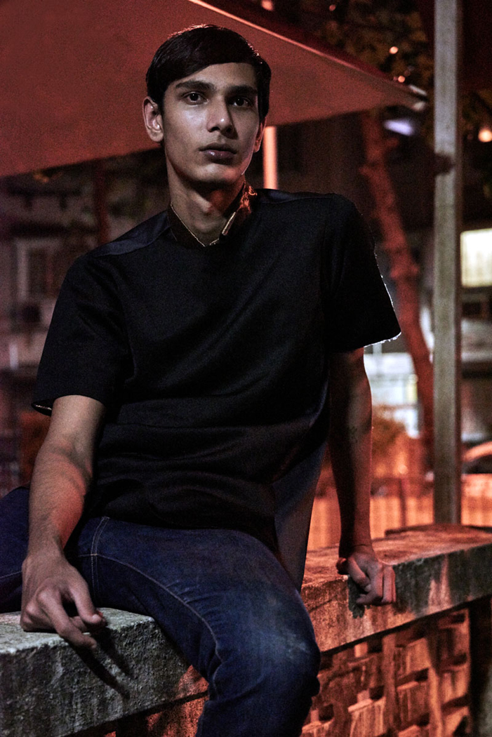 Neoprene T-shirt: Reboot by Anuj Bhutani, Silk Shirt: stylists own, Jeans: Korra 