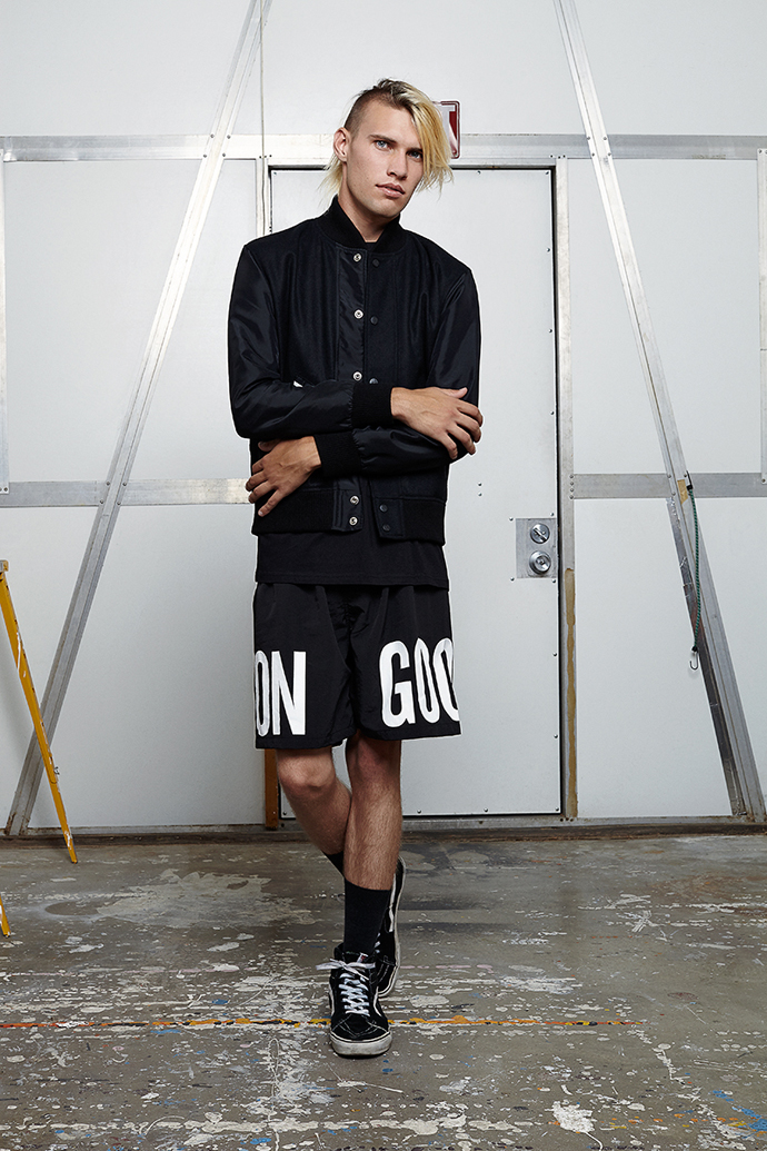 Jacket: Noon Goons Shorts: Noon Goons Shoes: Models own