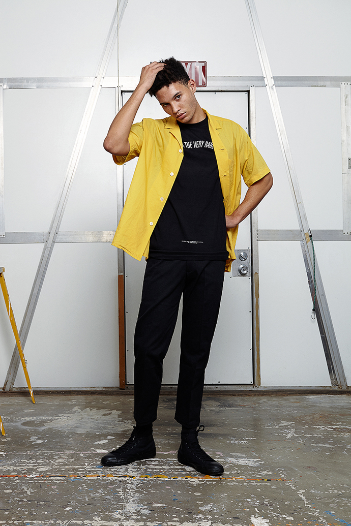 Shirt: Second Layer T-Shirt: Rare Panther Pants: Second Layer Shoes: Converse