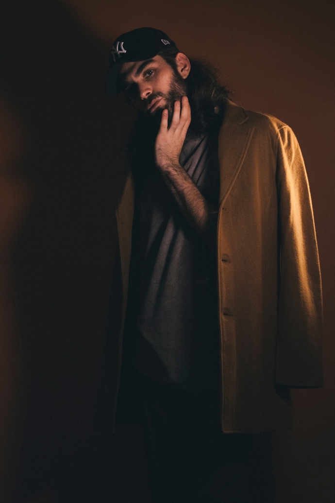 cap - new era / shirt - asos / coat - pull&bear