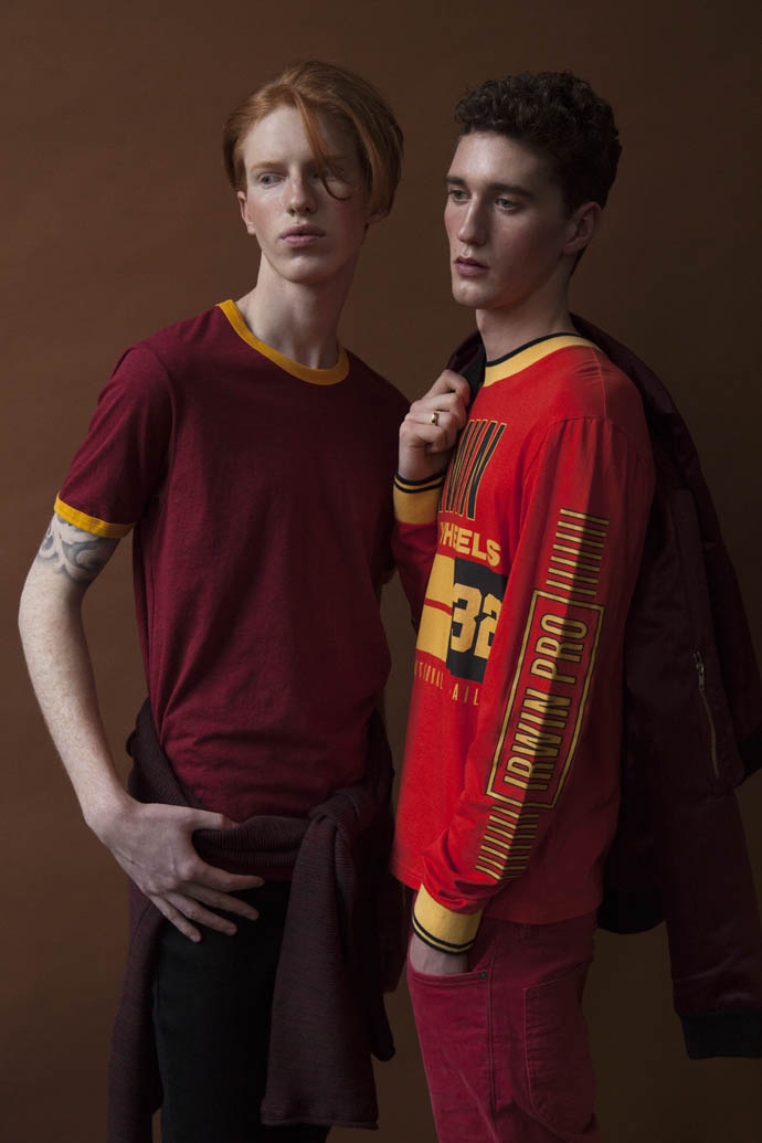 Yan T-­‐‑shirt: American Apparel, Jumper: American Apparel, Trousers; Stylist’s own // Joby Top; Topman, Jacket; Neuw, Trousers: Scotch & Soda