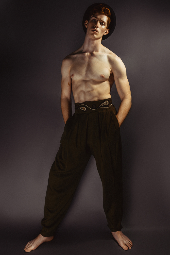 Pork Pie Hat: Scala Classico, High Waisted Green Billow Pant: Vintage Caché from Episode Paris