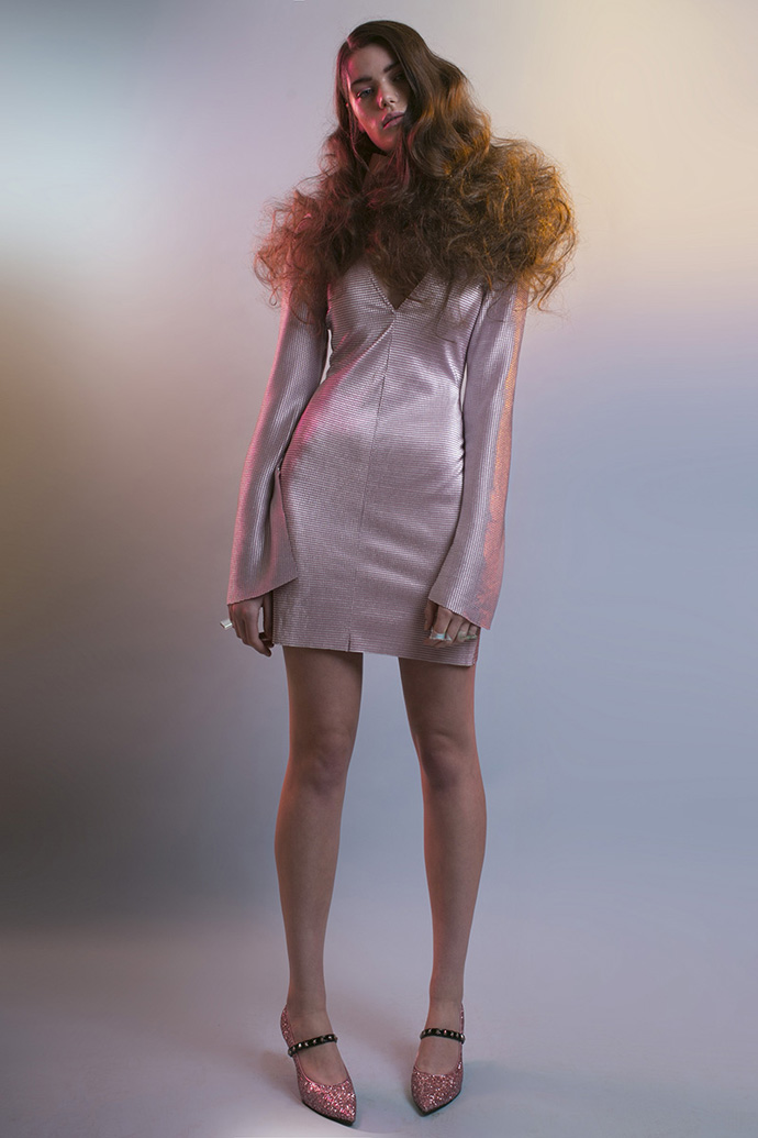 Tessa wears Latex Neck bow by Eustratia, dress by Danni McWilliams