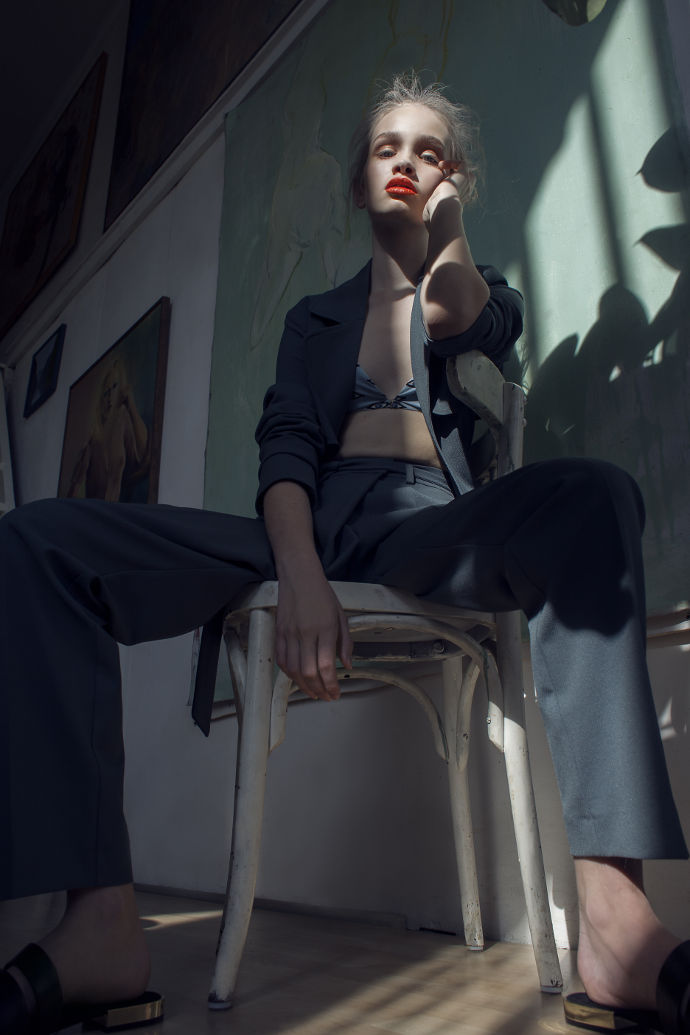 Green blazer, Costes Phoenix bra, Love Stories Green pants, Costes