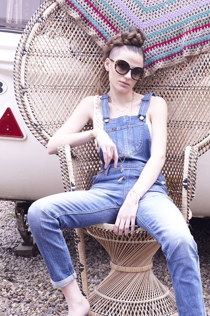 Dungarees, Lee @ ASOS Necklace, Anna + Nina Long tassel necklace, Dana Levy Bracelets, Anna + Nina Sunglasses, Roberto Cavalli