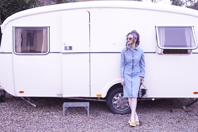 Denim Dress, Rokit Hair band, Dana Levy Tassel bracelet, Dana Levy Badge, Dandy Star Sunglasses, Guess Eyewear Shoes, Melissa