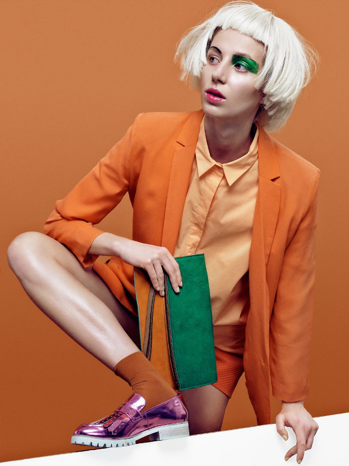 blazer Kokoon, dress, shirt and shoes all from 2nd Day & clutch Boyy