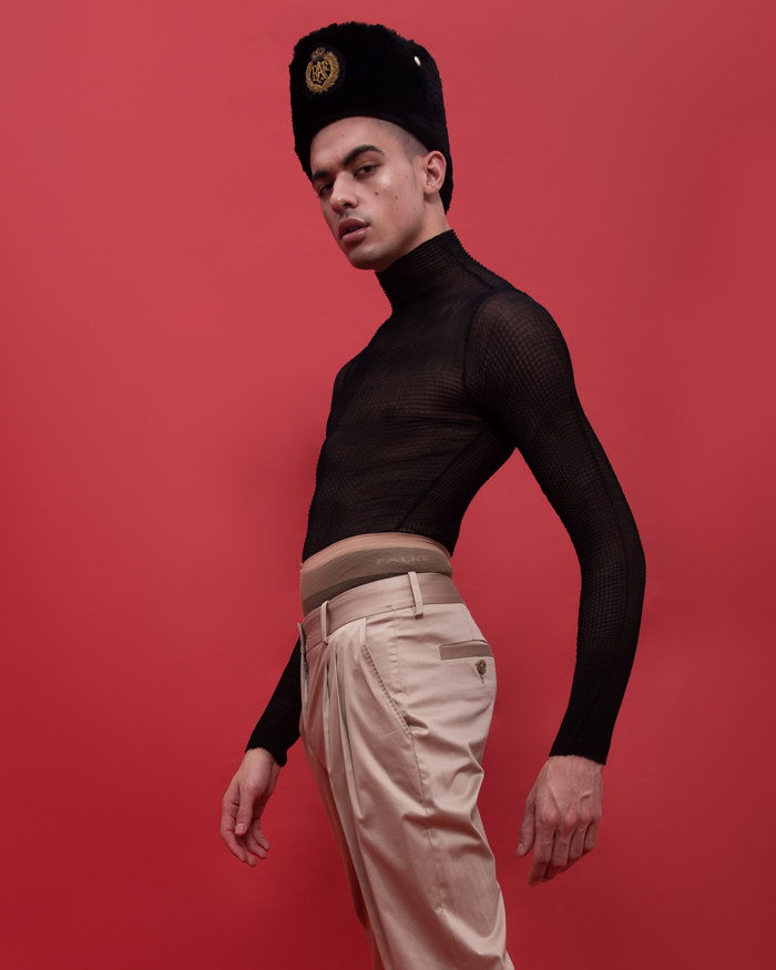 Maya wears Trousers Dolce & Gabbana Tights FALKE Top Alexander Wang Hat Vintage Stylist’s Own