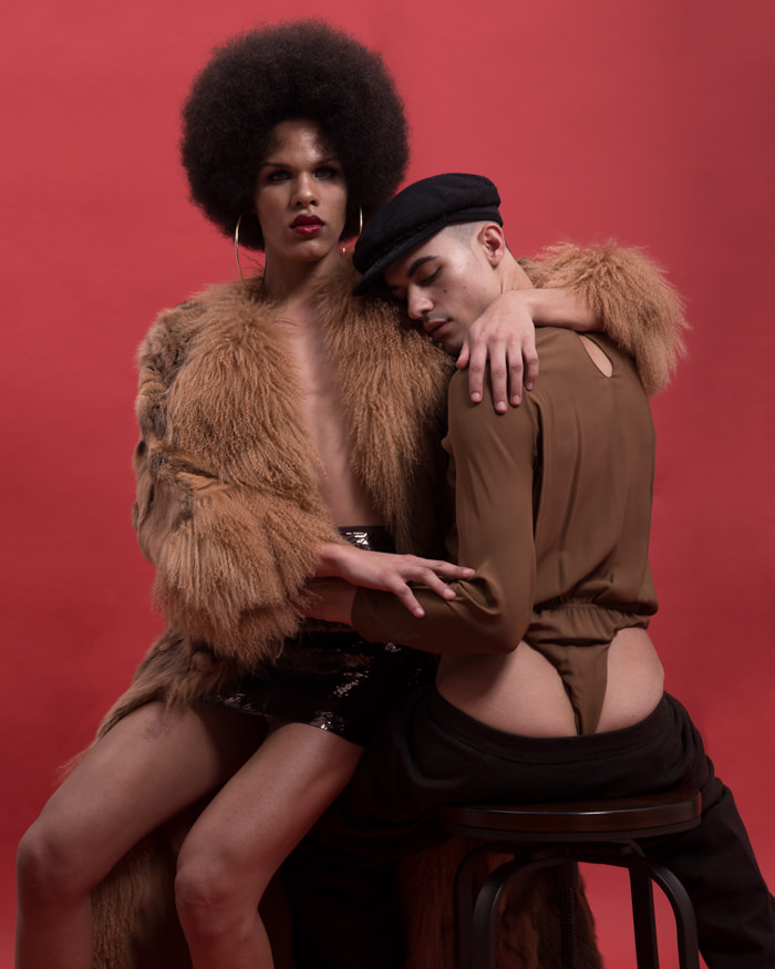 Maya wears Fur Adrienne Landau, Skirt Sonia Rykiel Malik wears Bodysuit Michael Kors, Trousers Michael Kors, Hat Stylist’s Own