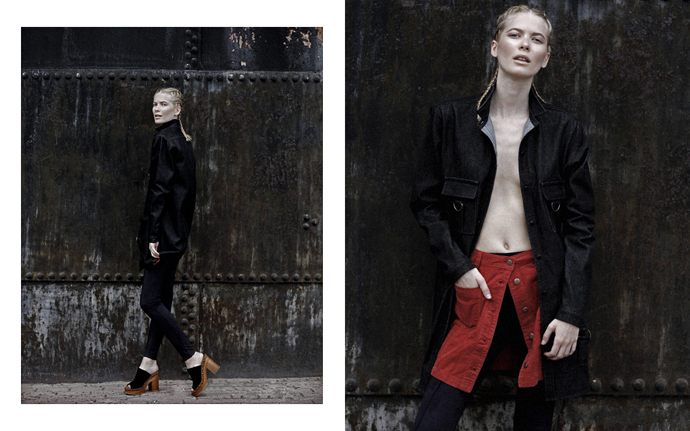 Denim apron Vassiliki Charitou, culottes 4tailors, pants Aisha Quo et Ventus,shoes Jeffrey Campbell 