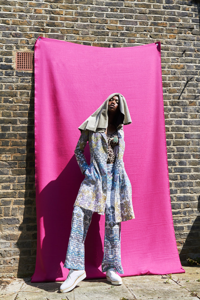 Jacket & Trousers, Keiko Nishiyama Bodysuit, Love Stories Hat, Ann Sofie Back Shoes, Gyoyuni Kimchoe