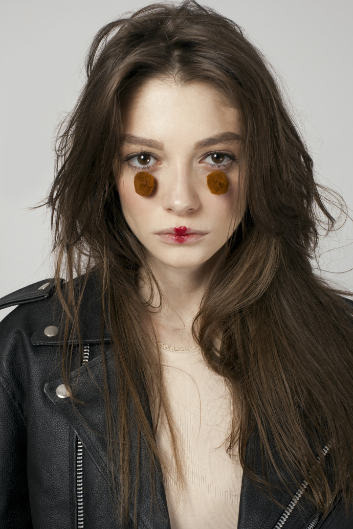 Bogdana is wearing jacket by All Saints, body by Wolford