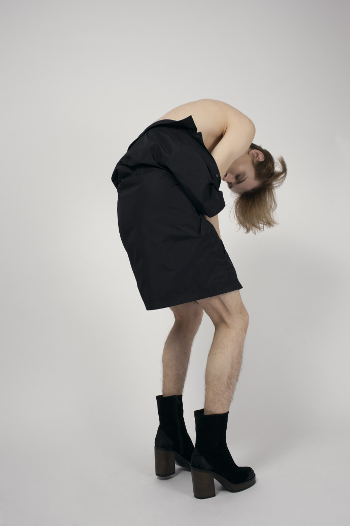 Ivan is wearing jacket by Acne Studios and shoes by Musette