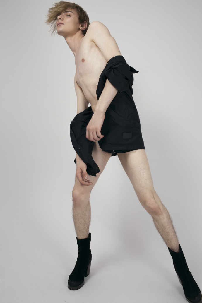 Ivan is wearing jacket by Acne Studios and shoes by Musette