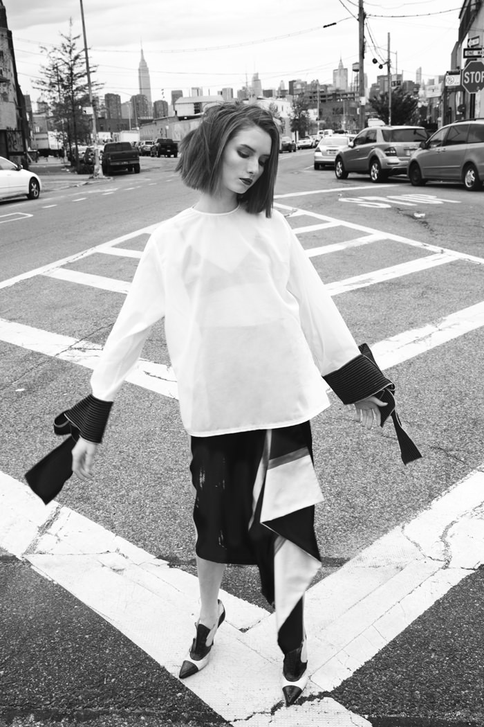 Top is Claudia Li Skirt is Francesca Liberatore Shoes are Vntg Yves St Laurant