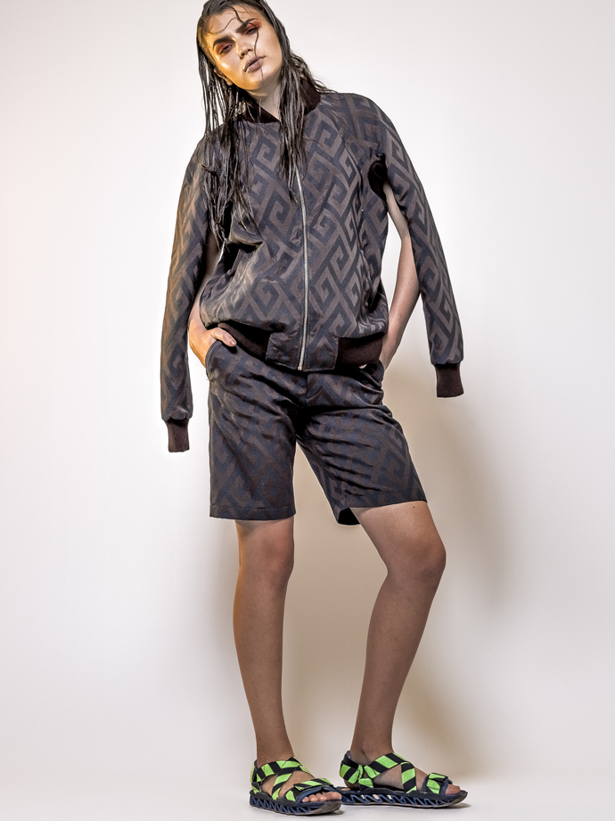 Erika Jacket - Ataraxi Shorts- Ataraxi Himalayan sandals - Bernhard Willhelm to&gether by Camper