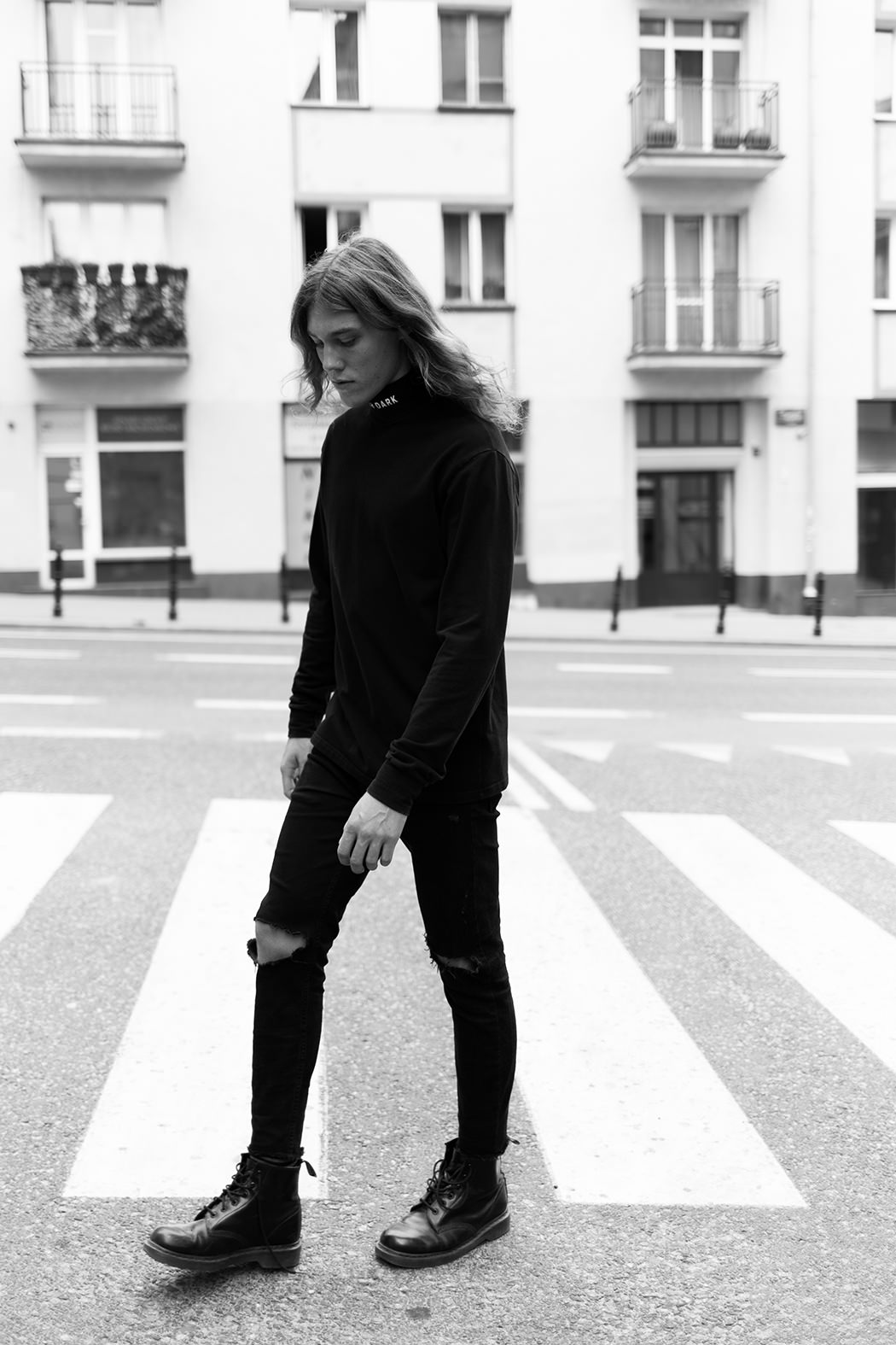 Turtleneck by MISBHV Trousers by Zara Boots by Dr. Martens