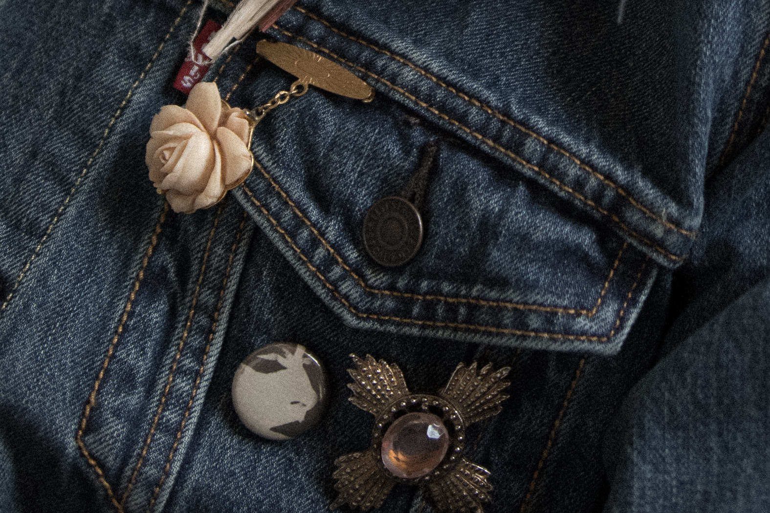 Jacket by Levi’s Pins by Buffalo Exchange