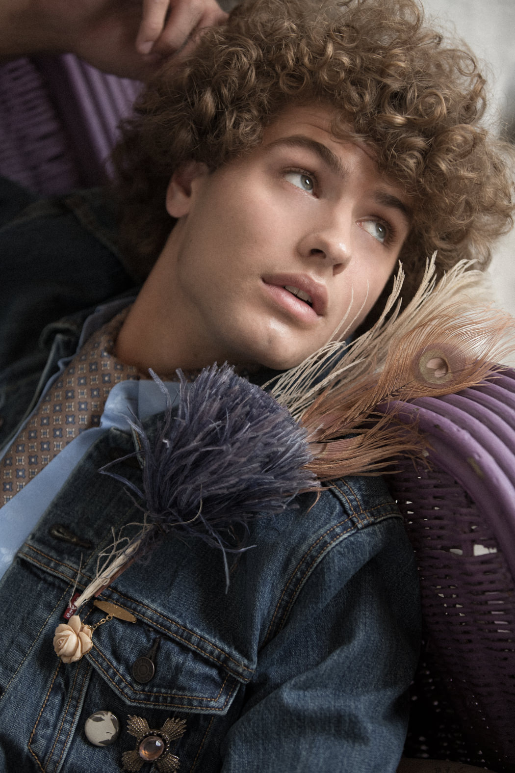 Top by Gucci Jacket by Levi’sPins by Buffalo Exchange 