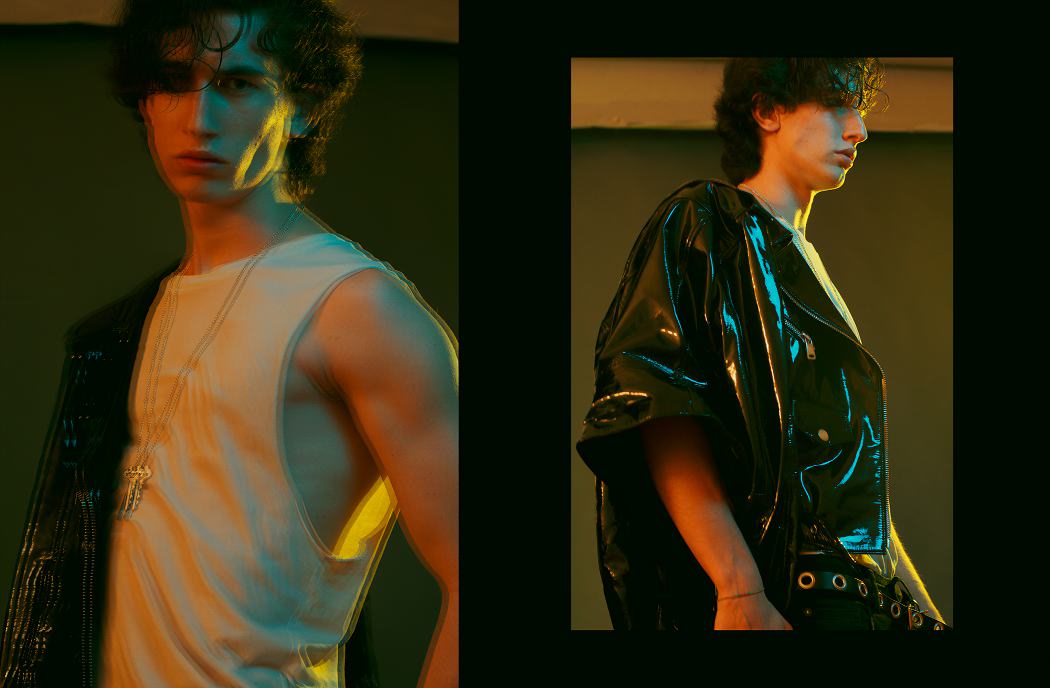 Latex jacket by Mathis Top by H&M Accesorries by Pull And Bear