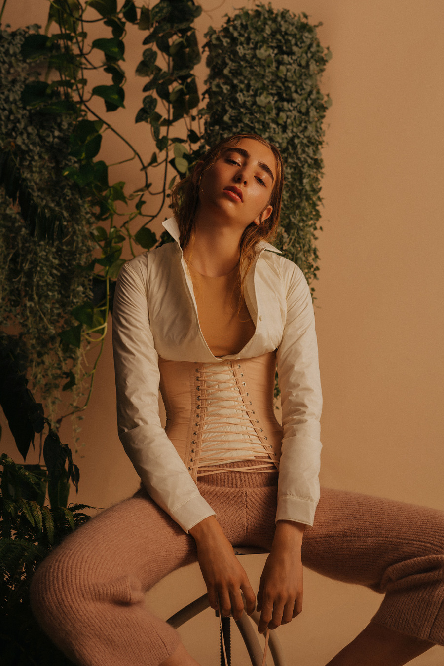 Jacket by Uniqlo Top by Martin Niklas Wieser Corsage Vintage Trousers by Ivyrevel