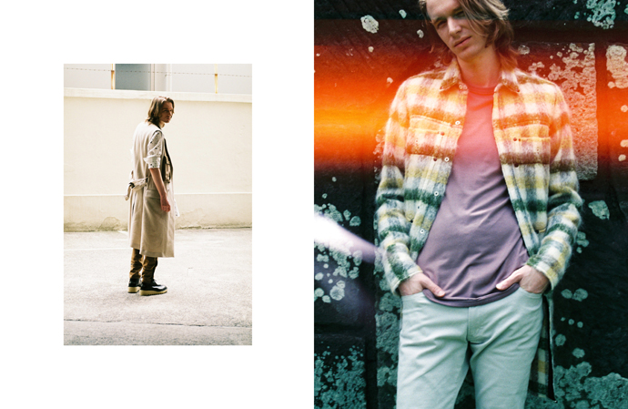 LEFT vest & shirt & pants TAKAHIROMIYASHITA TheSoloist coat UNUSED shoes stylist owns. RIGHT shirt & t-shirt ANN DEMEULEMEESTER pants DISCOVERED