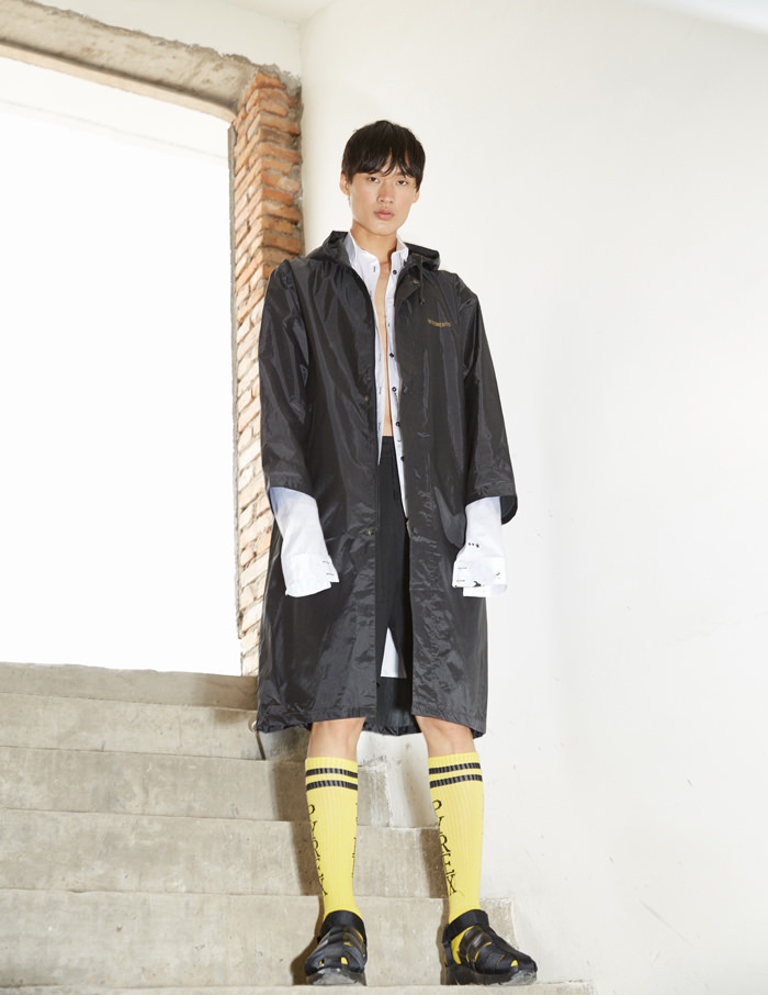 Coat Vetements Shirt Ratpack by Will Quinn Shorts ACNE Studios Socks Stylists Own Shoes Twenty Two Zero One