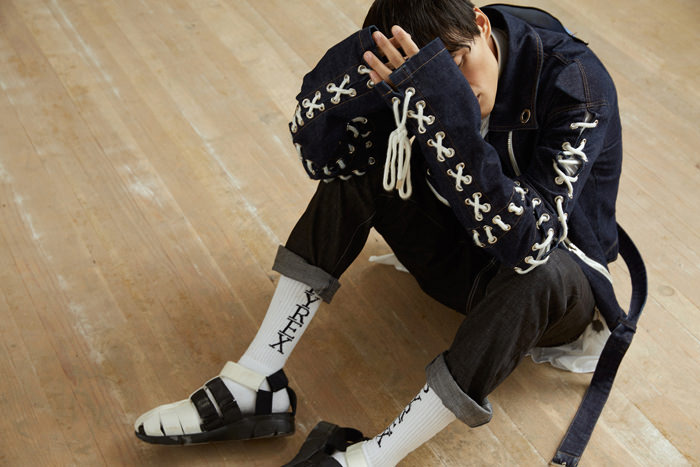 Jacket DFSMER Jeans Rag & Bone Socks Stylists Own Sandals Twenty Two Zero One