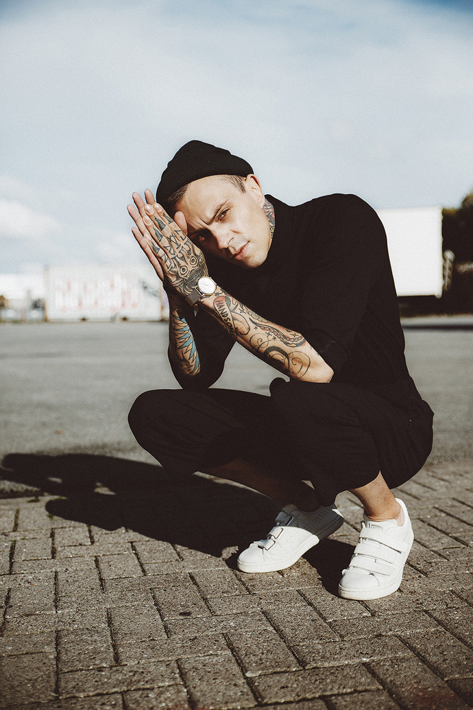 top by Weekday,  pants by Weekday,  leather holster by Weekday, hat by H&M, watch by Komono , bracelet by Paul Hewitt 