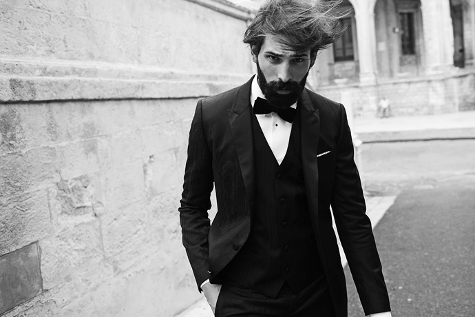 Suit, shirt & bowtie by Dolce e Gabbana