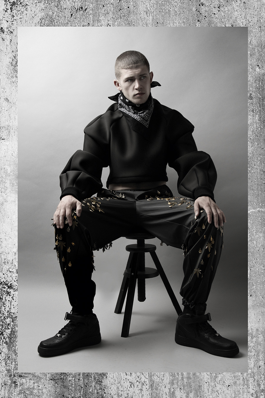 Top - Benjamin Bertram Trousers - Clio Peppiatt Bandanna - Stylist Own Shoes - Nike 