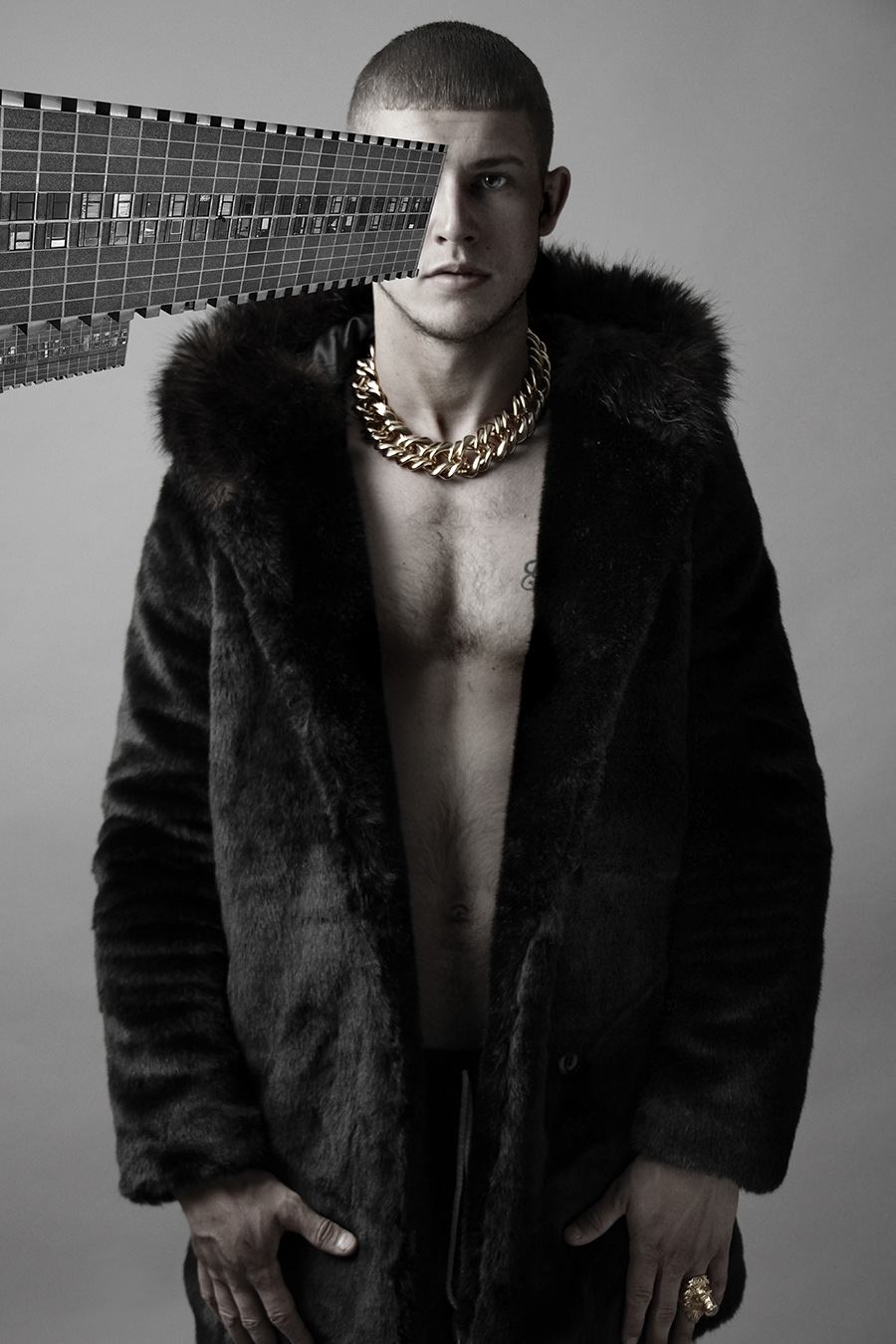 Fur Jacket - Parka Shorts - American Apparel Chain - GoGo Phillip Shoes - Nike Socks - Stylist Own Ring - Bill Skinner