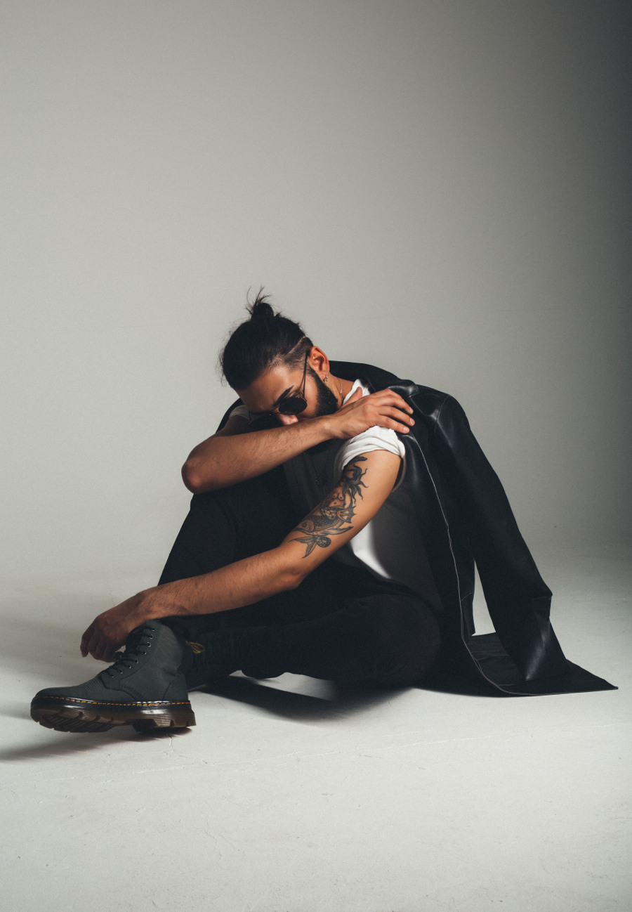 Black coat by Asos White T-shirt by Asos Glasses by Asos Black pants by Asos Shoes by Asos