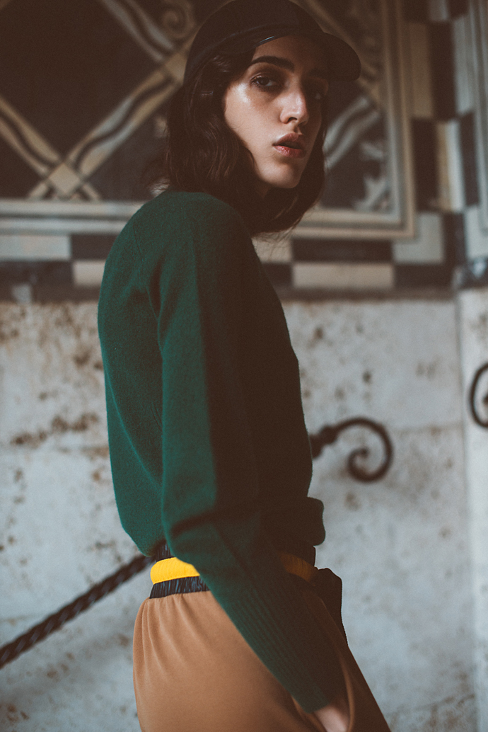 Hat: Stella McCartney x Adidas  Sweater: Sportmax Pant: No Ka’oi 