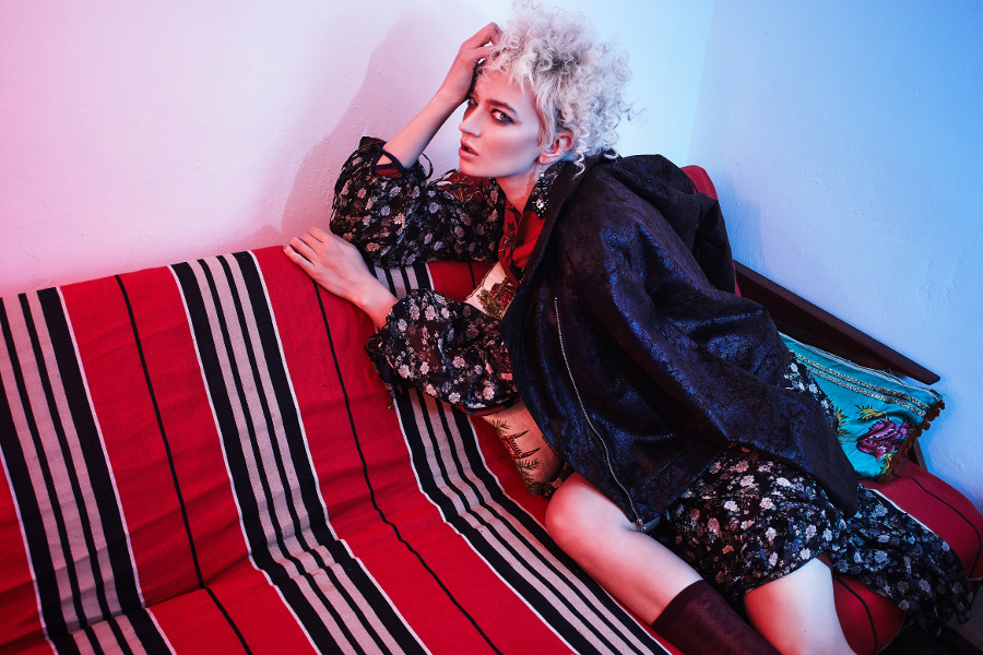 Shirt: PHI Concept dress: TUNDRA Jacket: PHI Concept Knee high: Topshop Shoes: Kazar Earrings: Lewanowicz