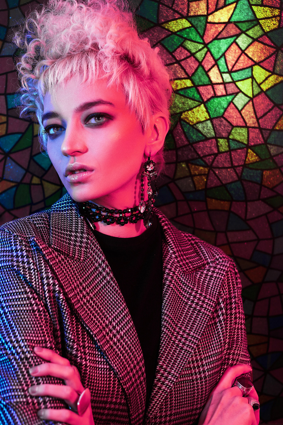 Jacket: TUNDRA Basic: Calvin Klein Choker: Gkiokan Karad Rings and earrings: Lewanowicz