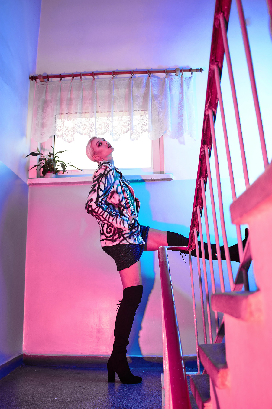 Dress: WOOLinSKY Jacket: Robert Kuta belt: Kazar Earring: Gkiokan Karad Boots: Kazar