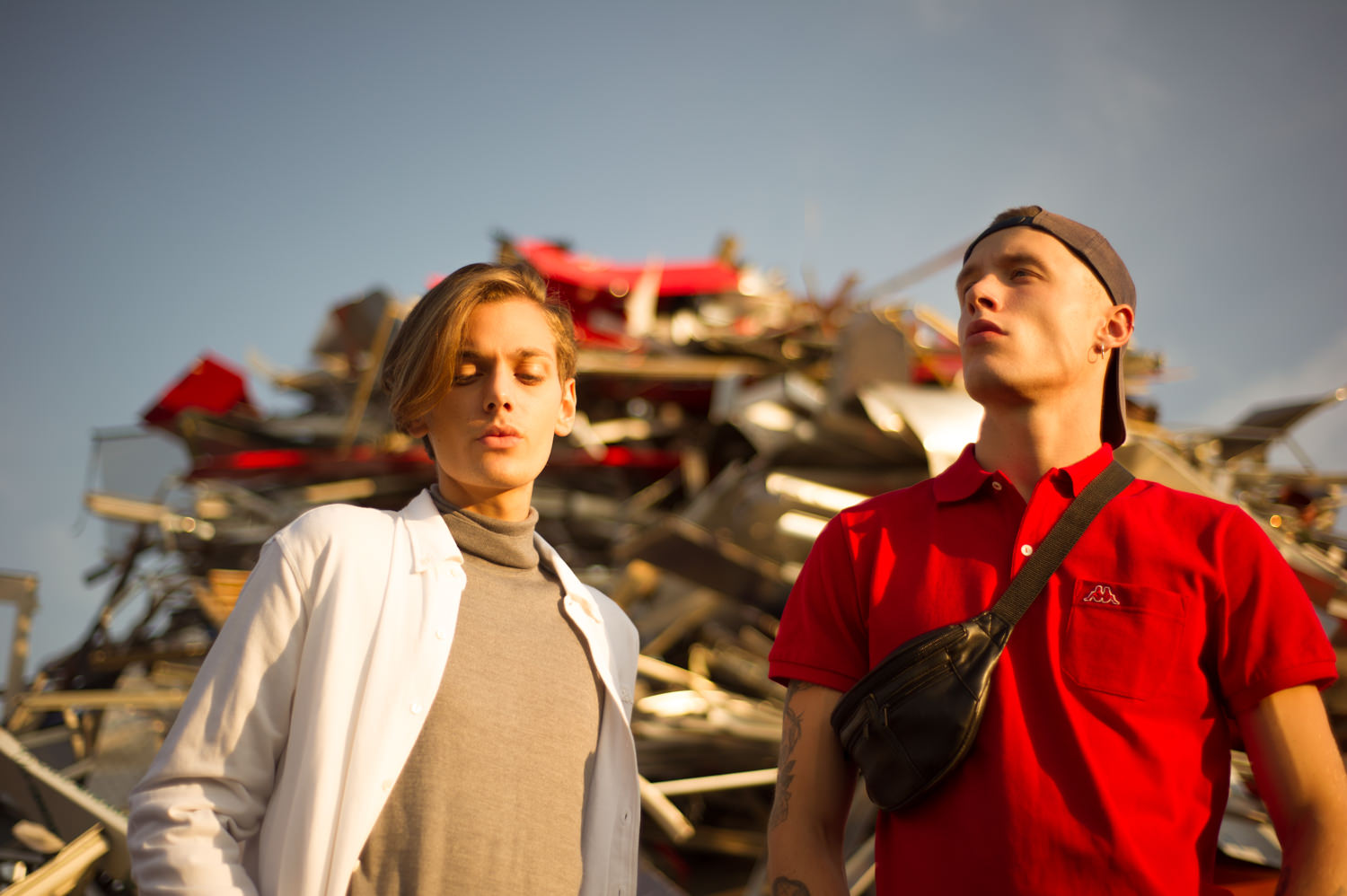 FRANCESCO: Turtleneck: Zara Long-sleeved polo: Kappa PIERRE: Polo: Robe di Kappa Hat: vintage 