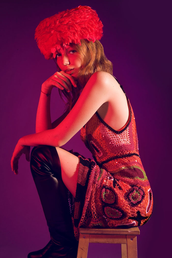 Hat - Vintage 60s; Dress - vintage; Boots - Aliexpress