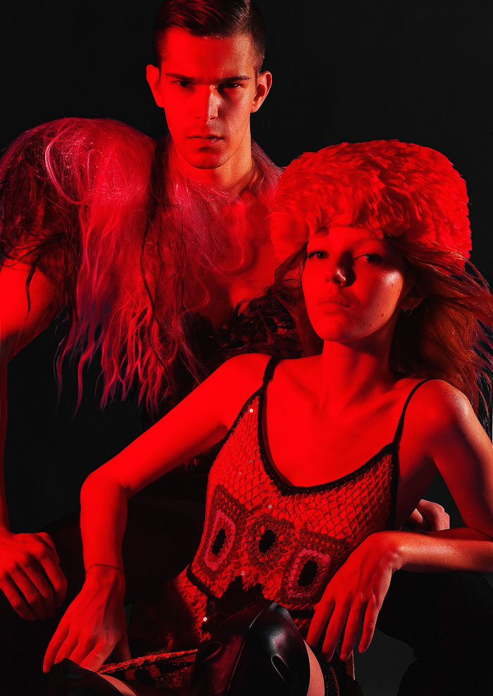 Nicole: Hat - Vintage 60s’ Dress - vintage; Boots - Aliexpress; Nikita: Corset - Katya Kartavtseva