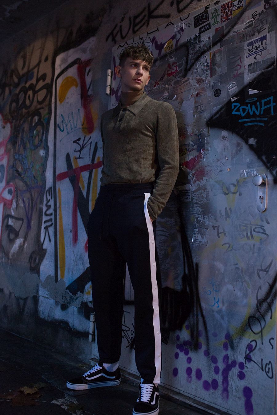 Poloshirt by Acne Studios Turtleneck by Wood Wood Trousers by Zara Socks by Weekday Shoes by Vans